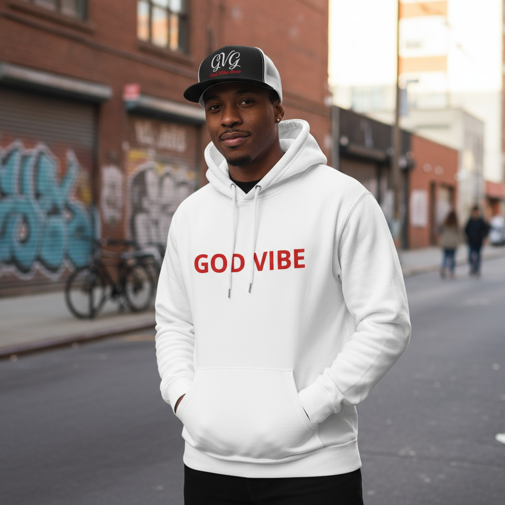 God Vibe Red Hoodie with GVG Trucker Cap